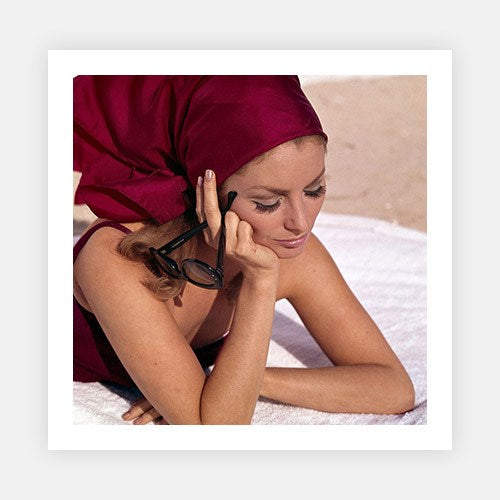 Young Woman with Burgundy Headscarf-Mid-Century Colour-Fine art print from FINEPRINT co