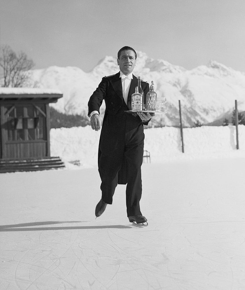 Skating Waiter-Black & White Collection-Fine art print from FINEPRINT co
