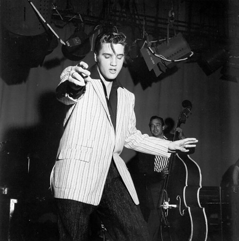 Elvis rehearsing for Milton Berle-Black & White Collection-Fine art print from FINEPRINT co