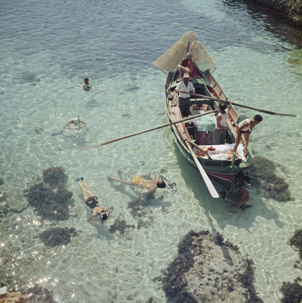 Snorkelling In The Shallows by Slim Aarons - FINEPRINT co