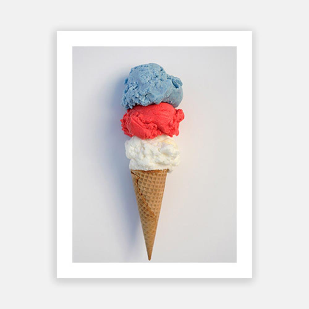 Red, white and blue ice cream in cone-Open Edition Prints-Fine art print from FINEPRINT co