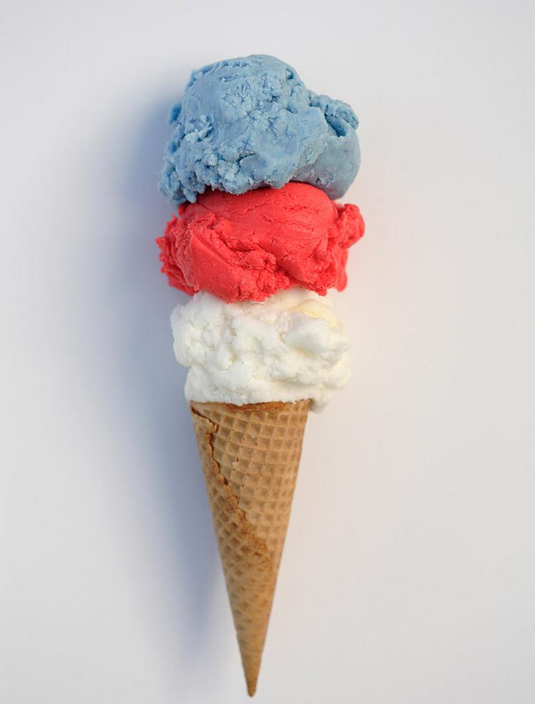 Red, white and blue ice cream in cone-Open Edition Prints-Fine art print from FINEPRINT co